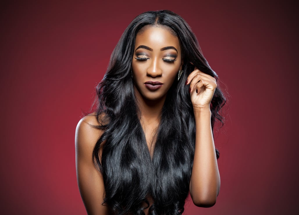 Black Woman with Long Luxurious Shiny Hair